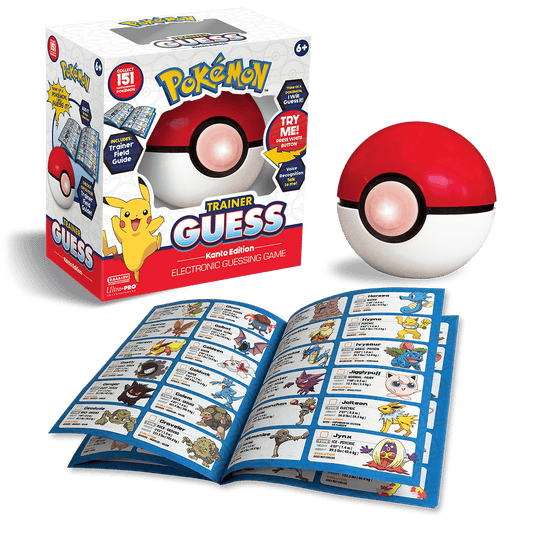 Pokémon Trainer Guess Kanto game set with Poké Ball, box, and guidebook