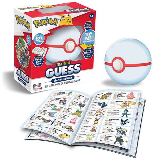 Pokémon Trainer Guess Sinnoh Edition game box with Poké Ball unit and open guide booklet