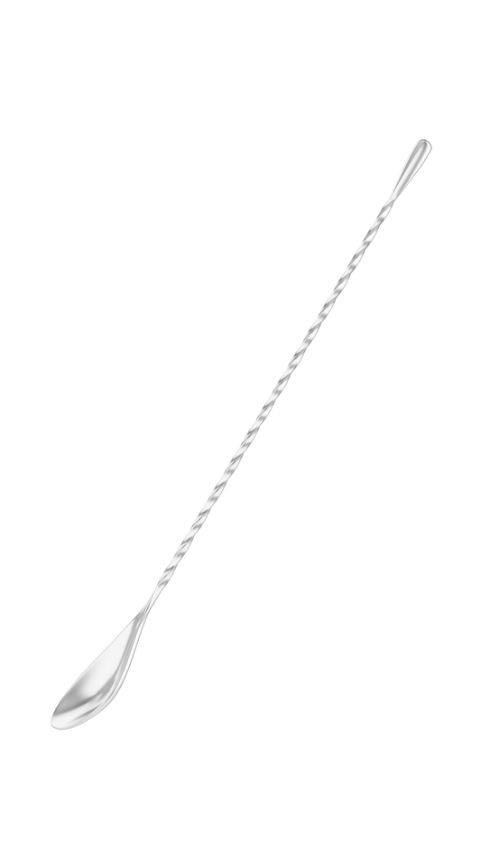 Stainless steel 12-inch cocktail bar spoon, twisted handle and pointed tip