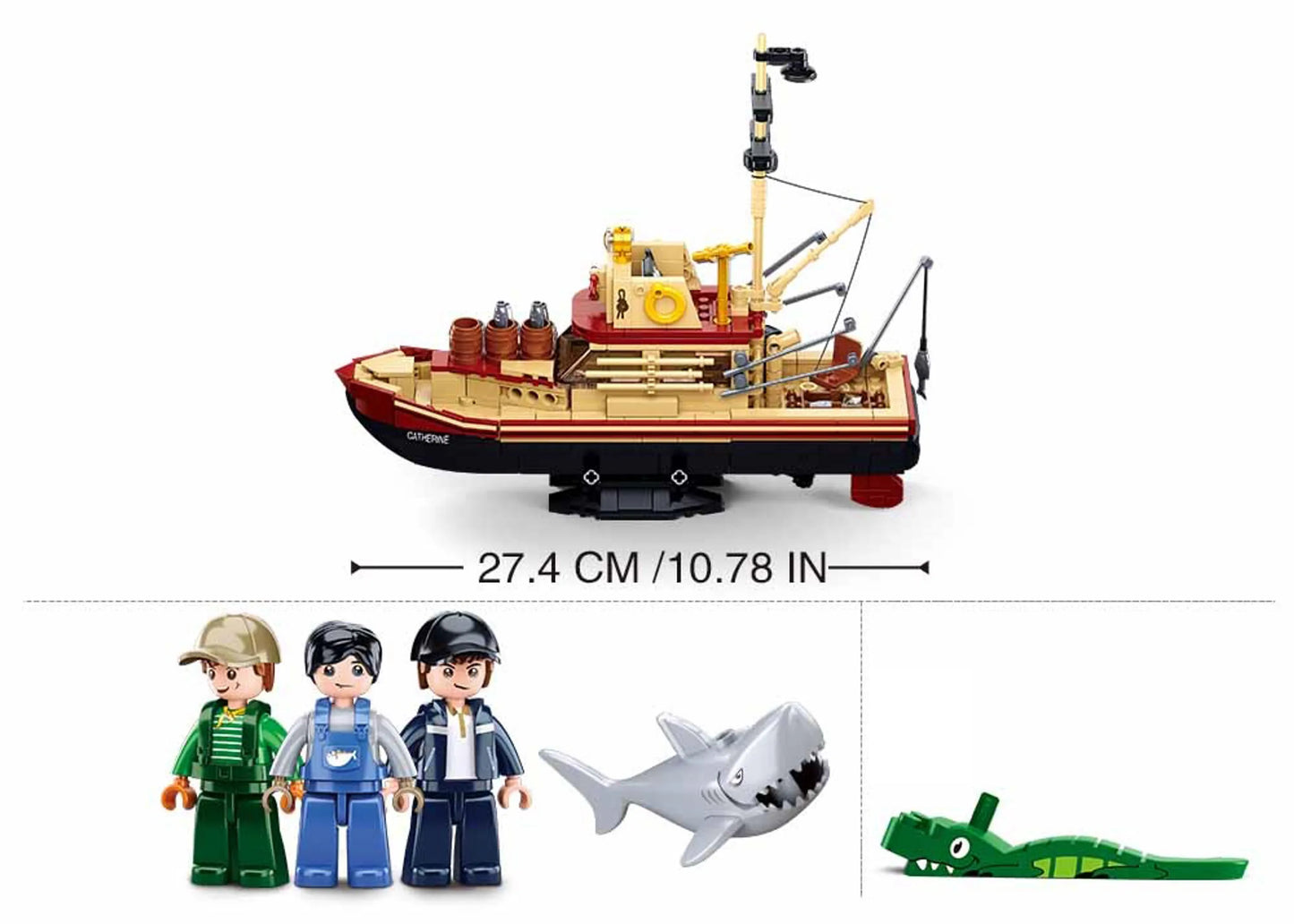 Model Bricks Great Shark Ship Building Brick Kit — 592 Pieces by Texas Toy Distribution - Niksstuff