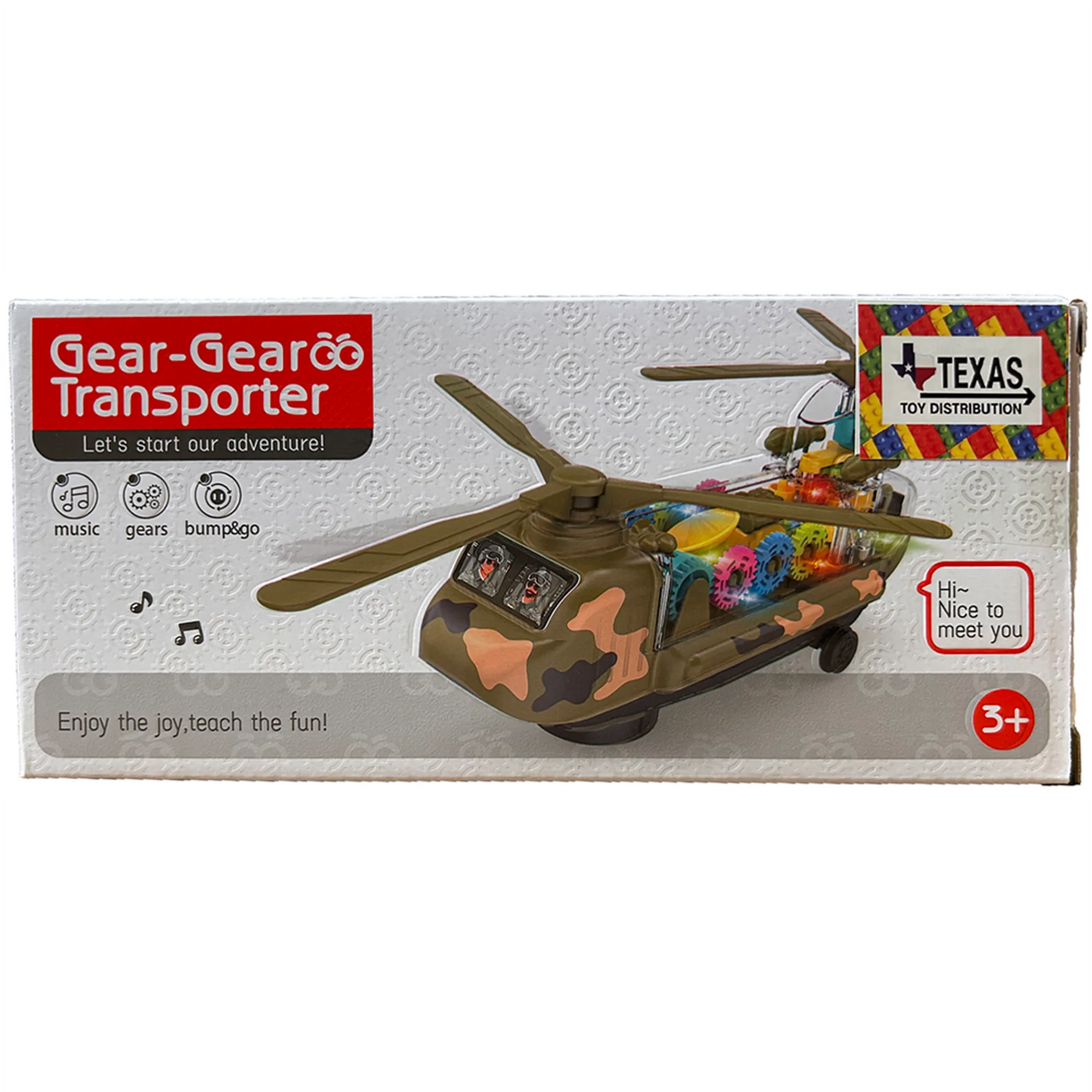 Chinook Gear Transporter Light-Up Helicopter Toy with Moving Gears