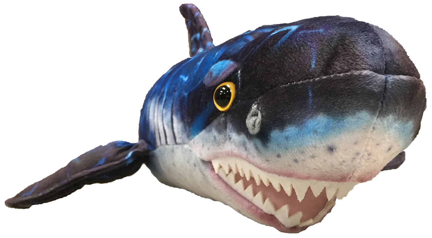 Blue Shark Plush Stuffed Animal | 29" | Underwater Pattern | Ocean Toy
