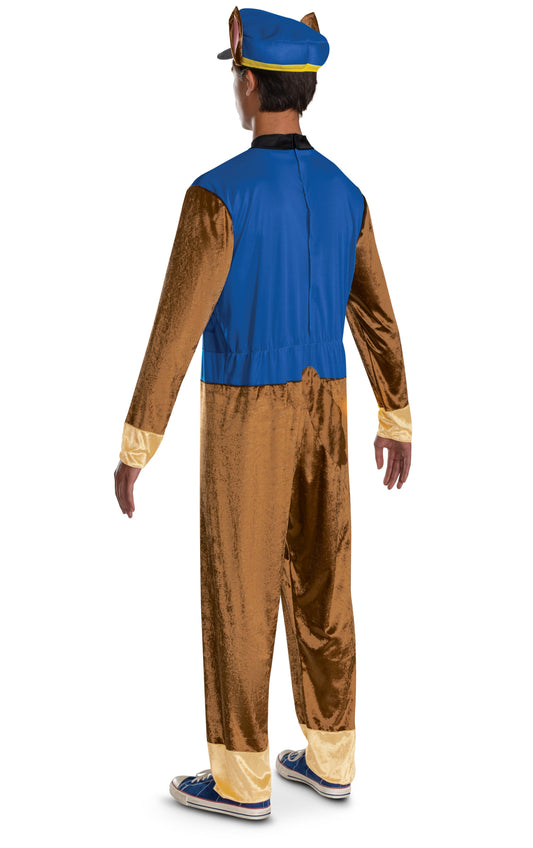 Paw Patrol Chase Adult Costume - Jumpsuit with Badge and Headpiece