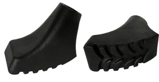 Trekking pole rubber boot tips, curved black treaded pair