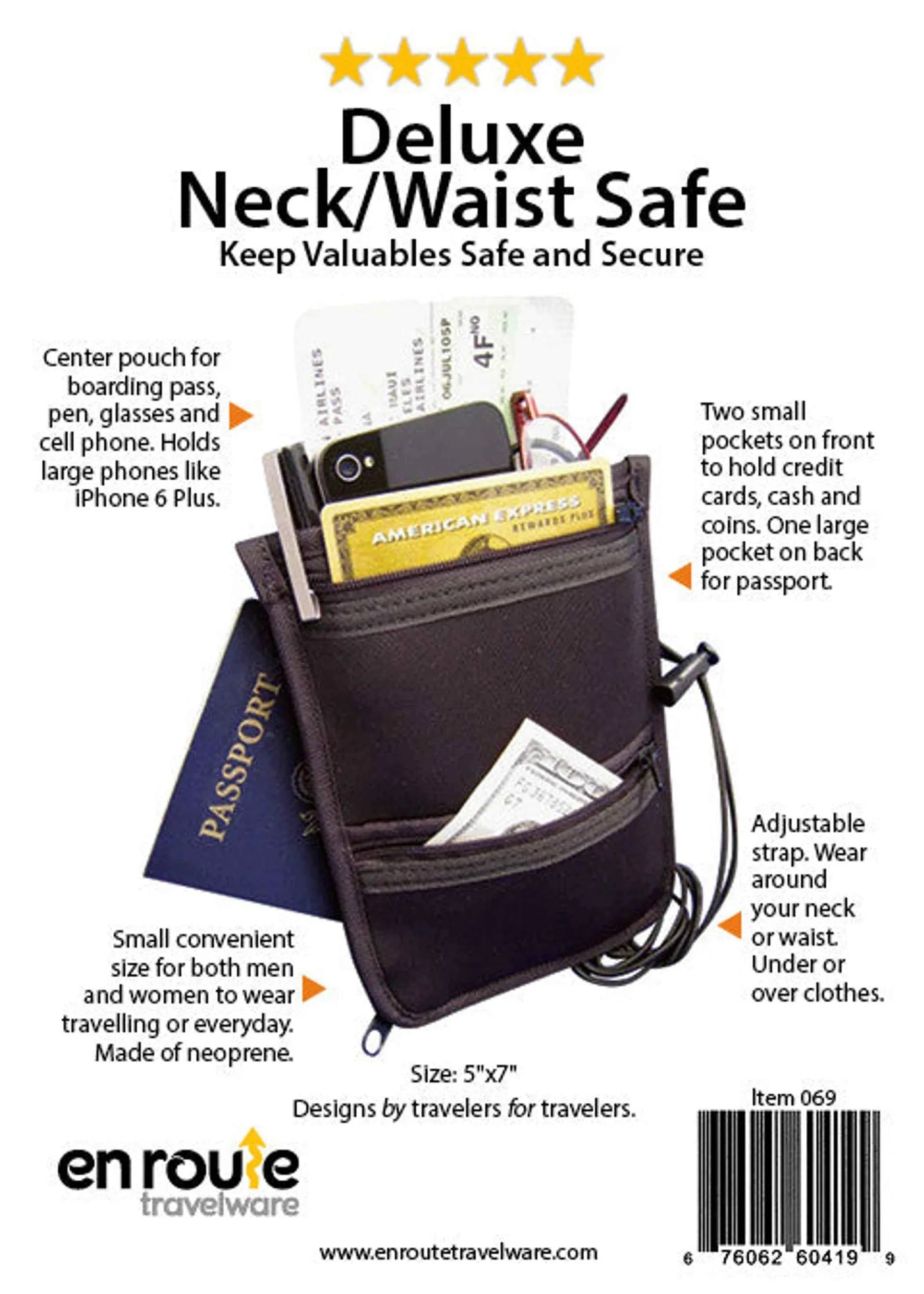 En Route Travelware Travel Neck Wallet | Neoprene Passport & Card Organizer