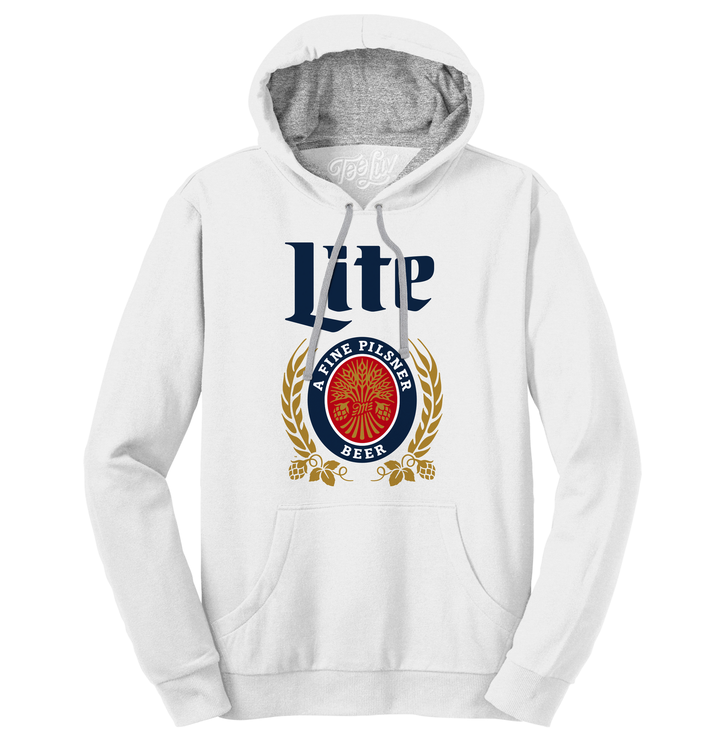 Miller Lite Logo Pullover Hoodie – Athletic Heather Gray & White