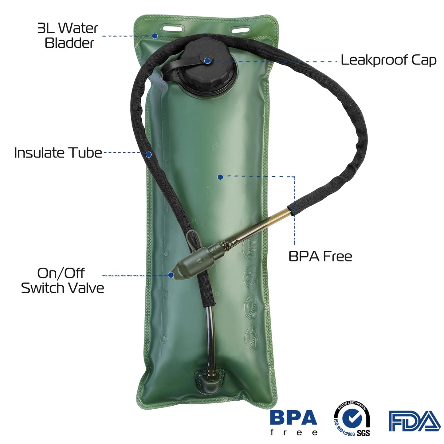 Tactical Hydration Pack – 3L Water Bladder, Hands-Free Drinking (Black)