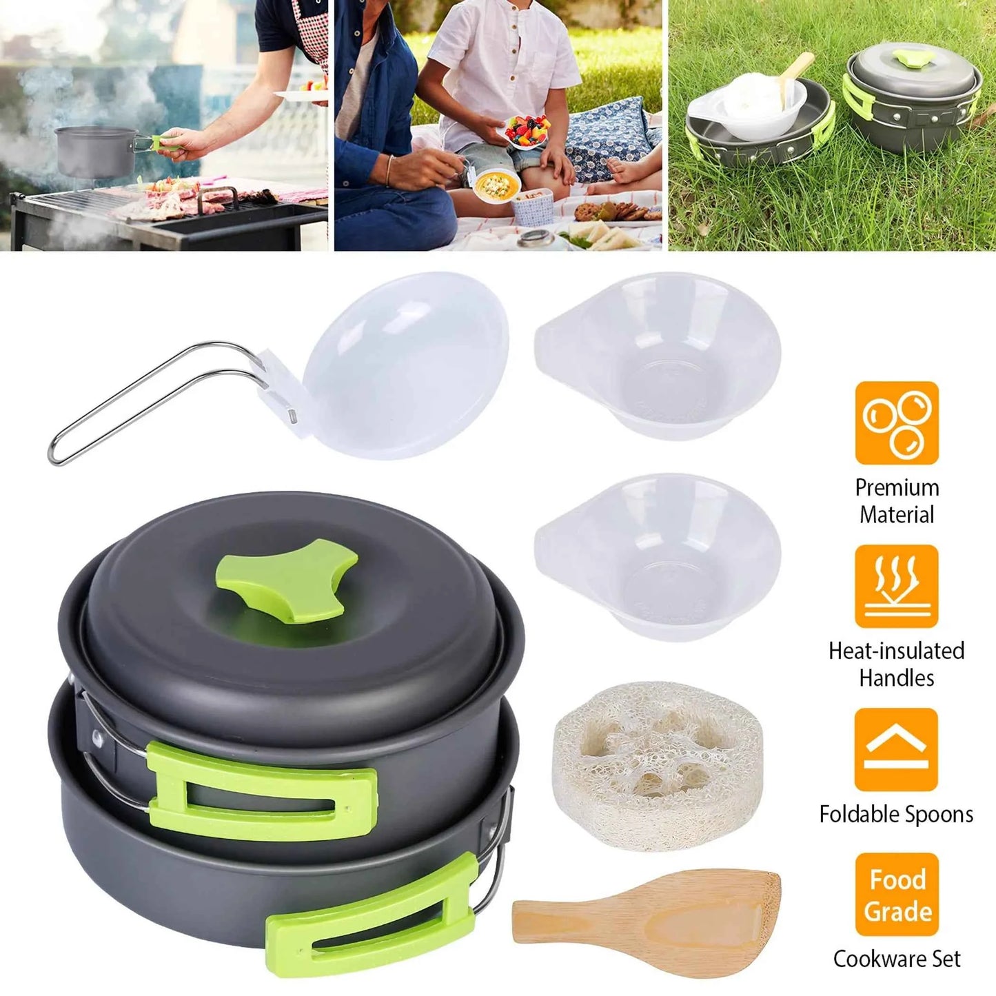 9-Piece Camping Cookware Set – Lightweight Anodized Aluminum