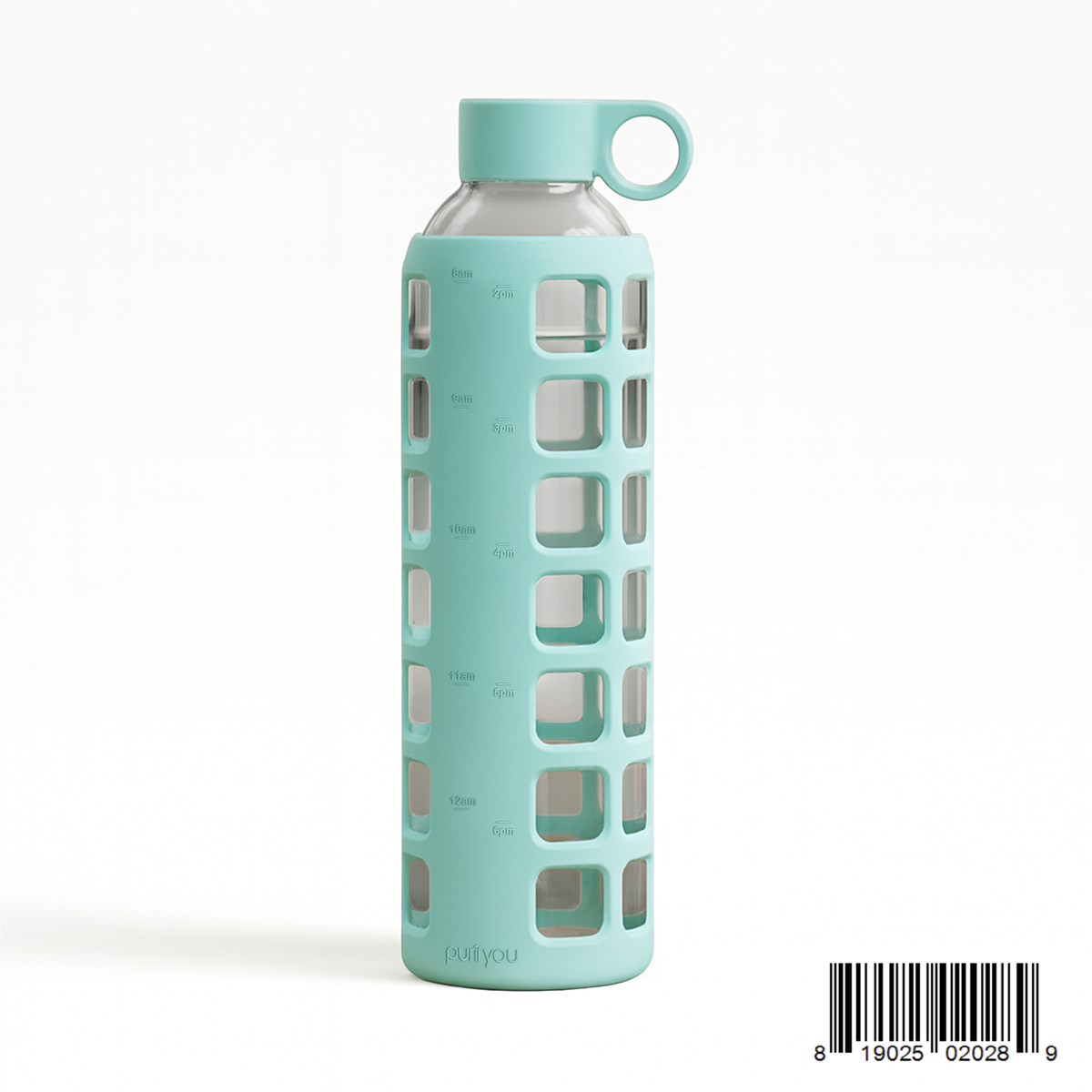 Purifyou Borosilicate Glass Water Bottle with Silicone Sleeve