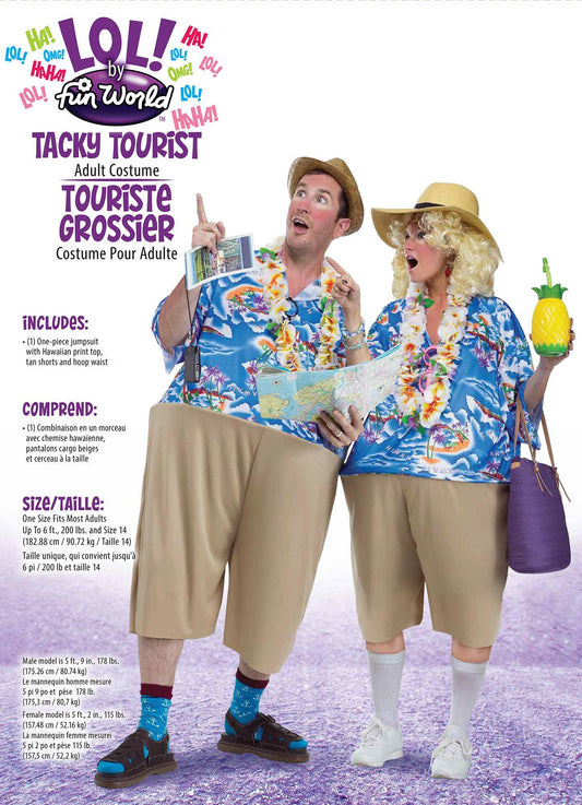 Tacky Tourist One-Piece Jumpsuit - Funny Adult Unisex Costume
