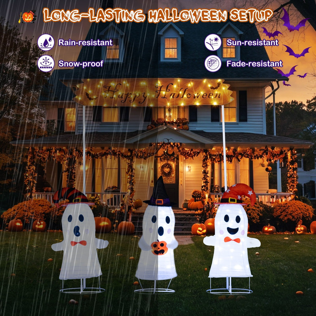 DirectDeals 4-Piece Halloween Pop-Up Ghosts & Gateway with LED Lights
