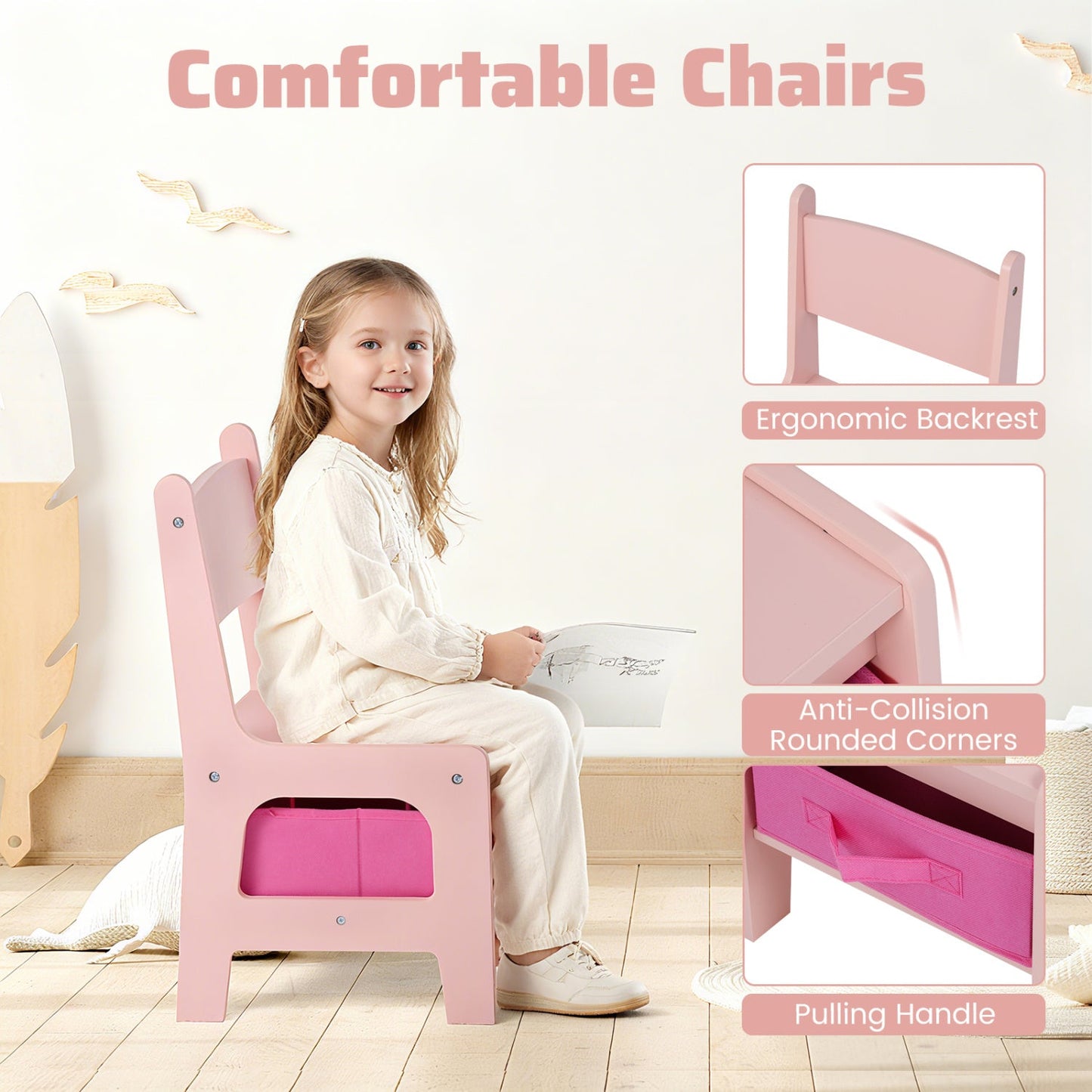 Kids Activity Table & 2 Chairs Set | Reversible Tabletop | Storage | ASTM & CPSIA Certified | Ages 3+