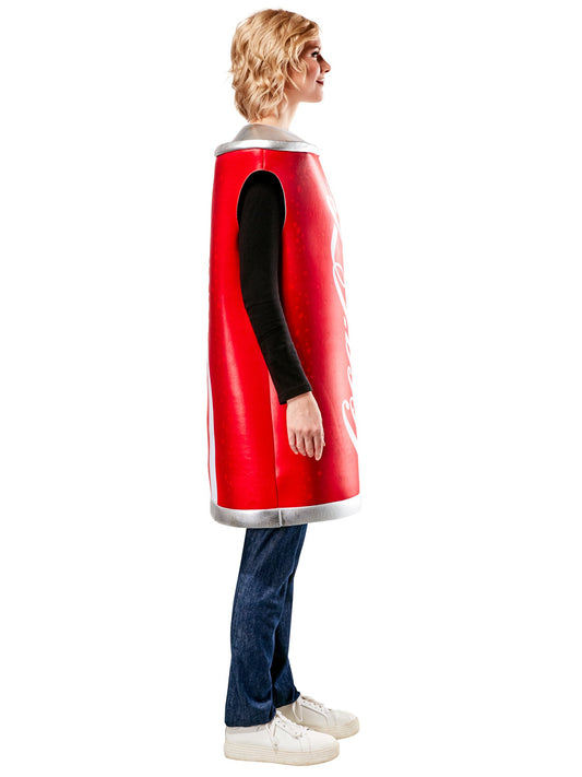 Red Coca-Cola can foam tunic, side view with silver top and bottom trim