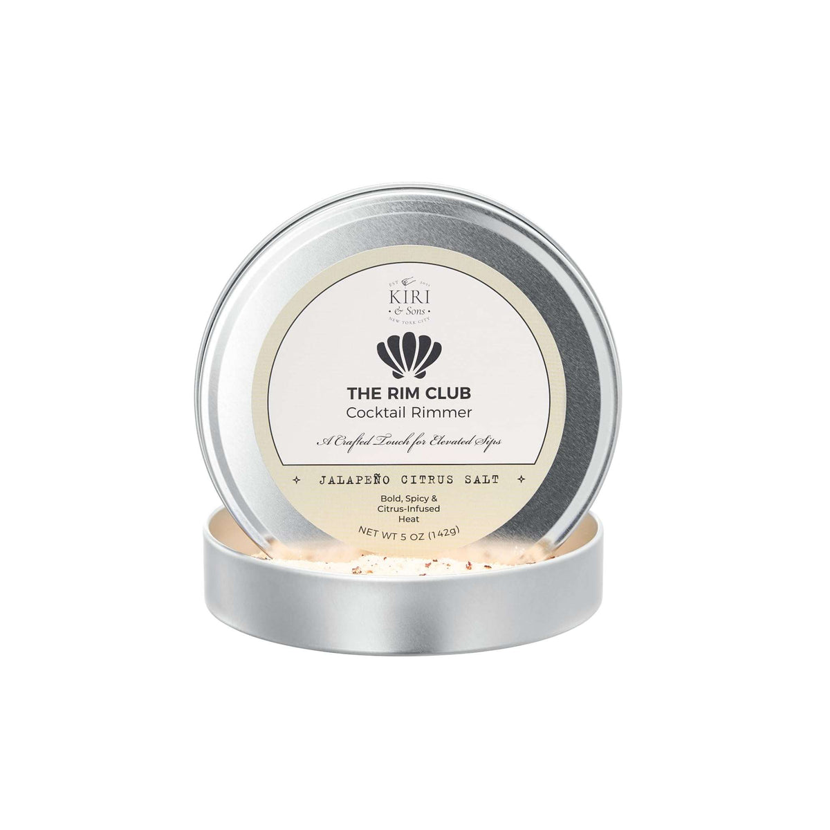 Kiri & Sons jalapeño citrus margarita rim salt in silver tin