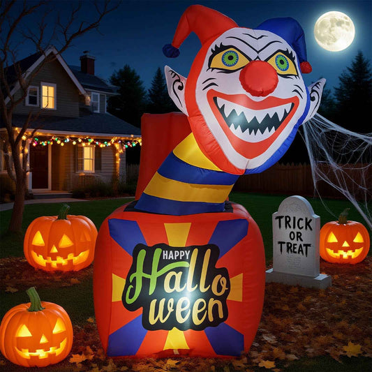 6 Ft Halloween Inflatable Clown with LED Lights