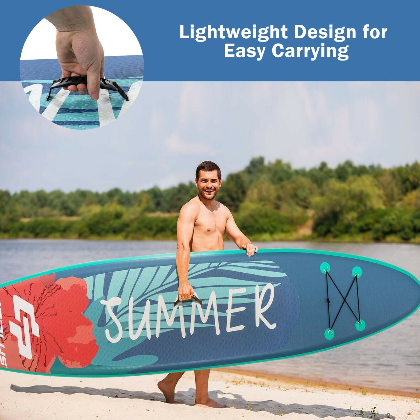 10 Ft Inflatable Stand Up Paddle Board | SUP with Paddle, Backpack & Leash - Niksstuff