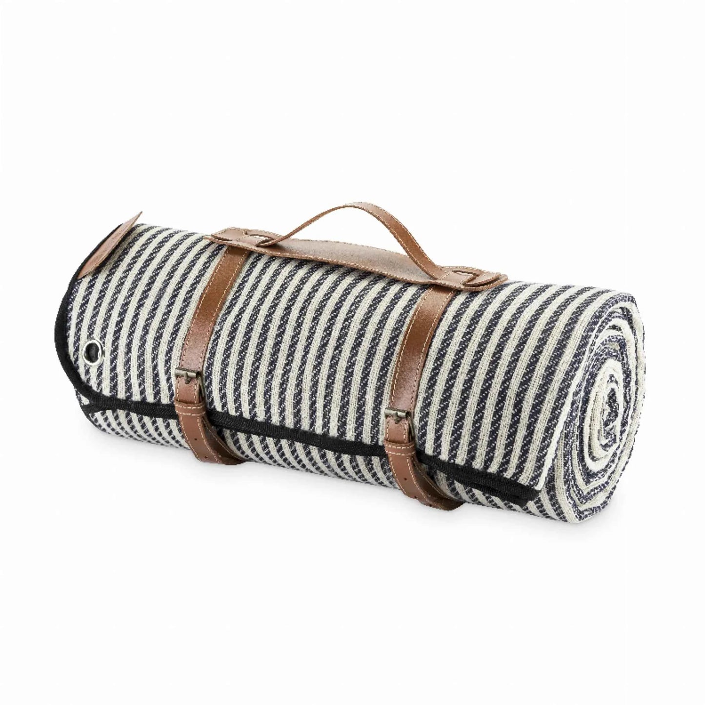 Twine Nautical Picnic Blanket Set | Waterproof Lining | Leather Carrier & Stakes | Blue
