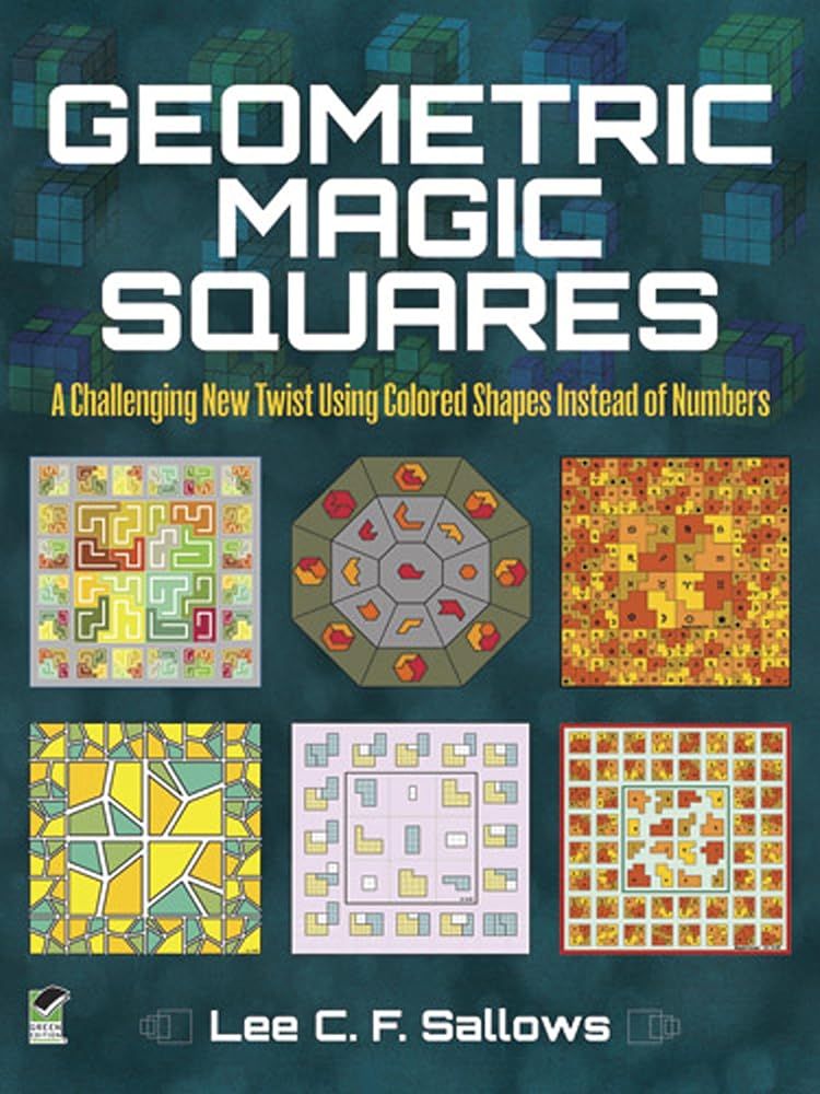 Geometric Magic Squares book cover with geometric patterns and colored shape grid