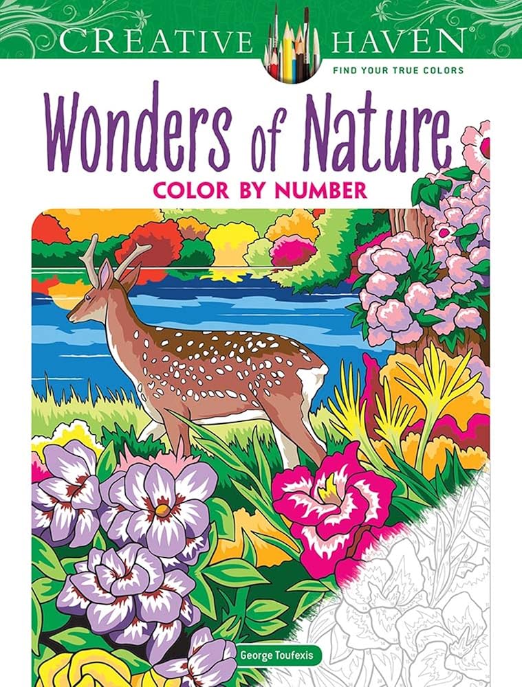 Creative Haven Wonders of Nature Color by Number | 46 Scenes | George Toufexis | Adults