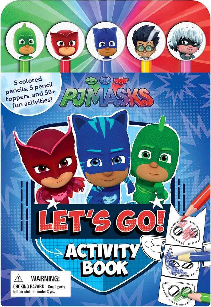 PJ Masks Let's Go! Activity Book | 64 Pages | Includes 5 Colored Pencils with Erasers