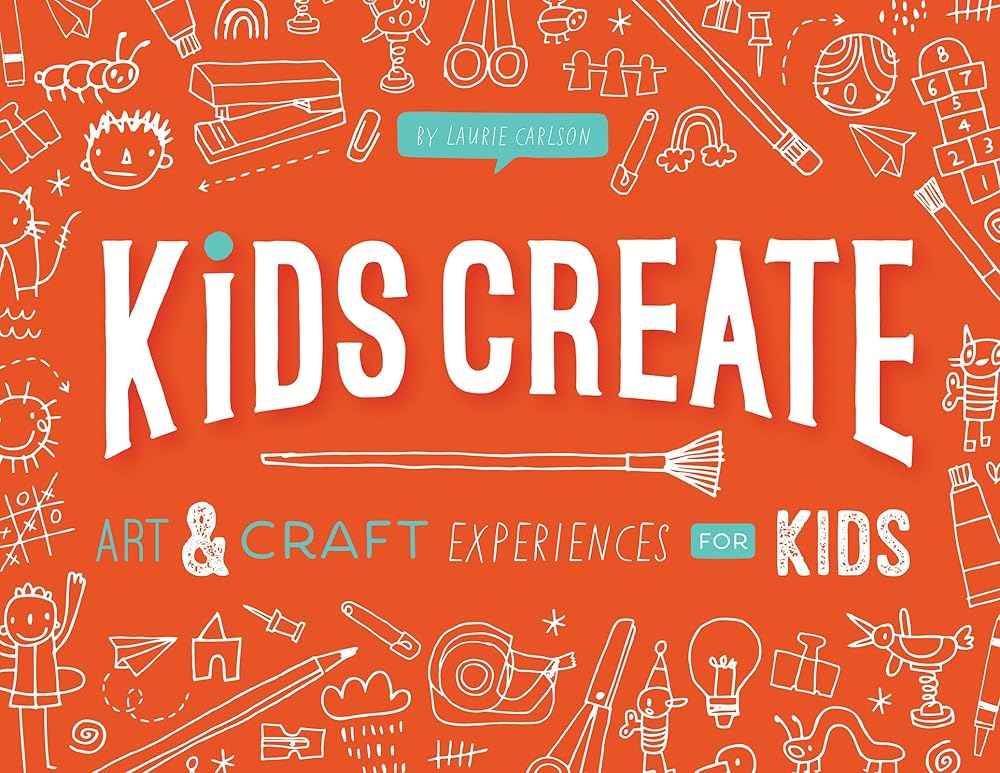 Children's craft activity book with orange cover and 'Kids Create' title, for ages 3–9