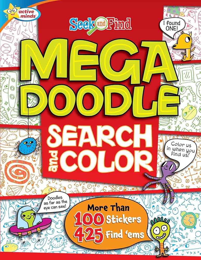 Active Minds Mega Doodle Seek and Find Activity Book | 425+ Activities & 100 Stickers