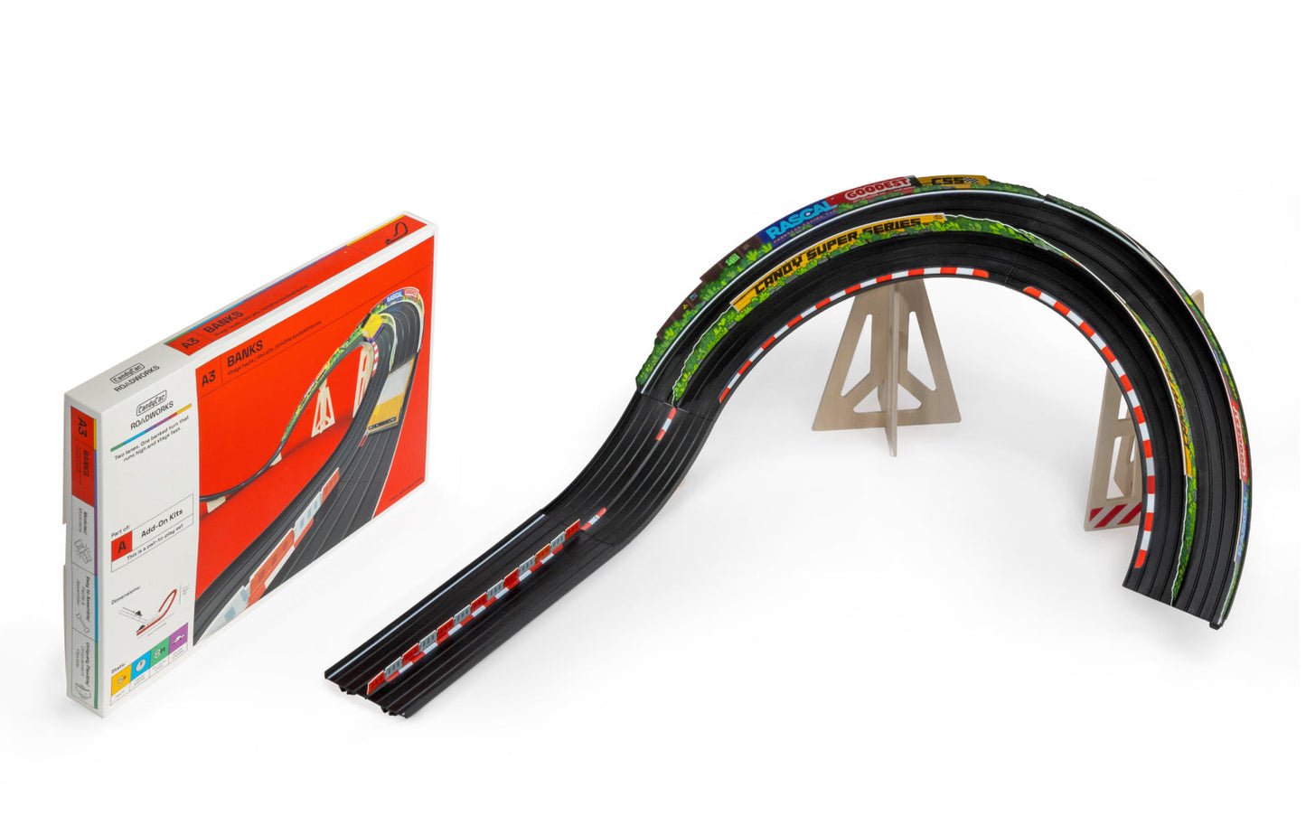 Add-On Kit: Banks | Candylab ROADWORKS Track | Banked Turn | Runs High, Stays Fast | Ages 3+ | Compatible with 1:64 Diecast - Niksstuff