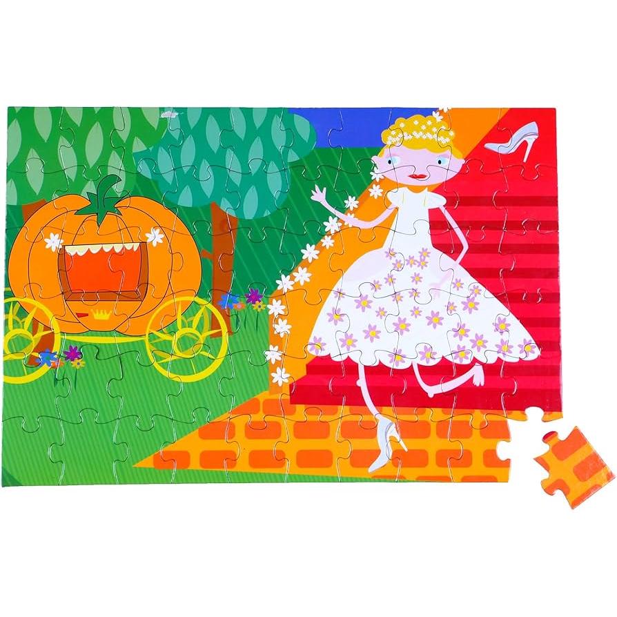 Cinderella 48-Piece Jigsaw Puzzle | Purple Cow | Ages 5+ | Cylindrical Box | 14"×10" Finished - Niksstuff
