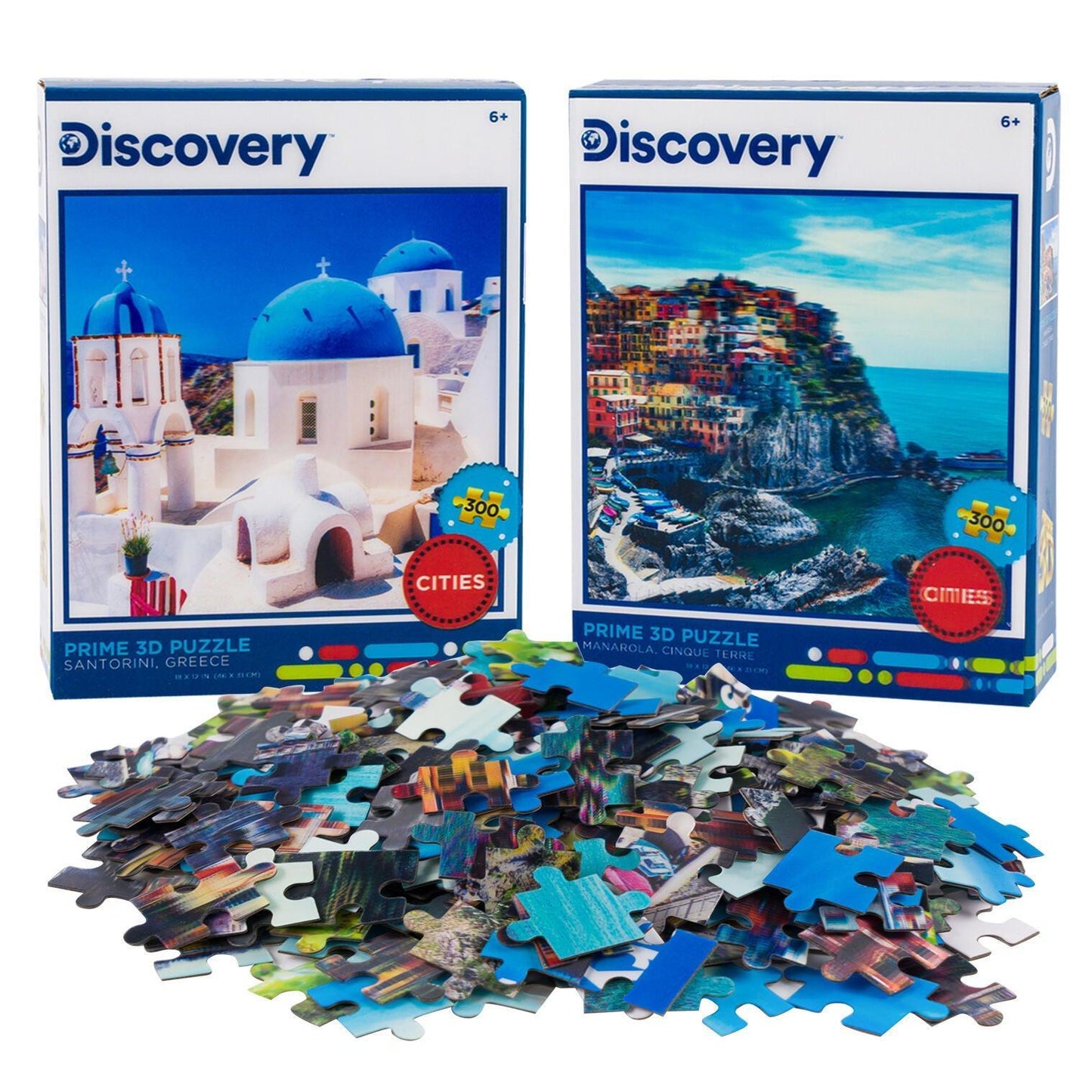 Cinque Terre & Santorini 3D Lenticular Jigsaw Puzzle Set | 2 x 300 Pieces | 18"x12" | Ages 6+ - Niksstuff