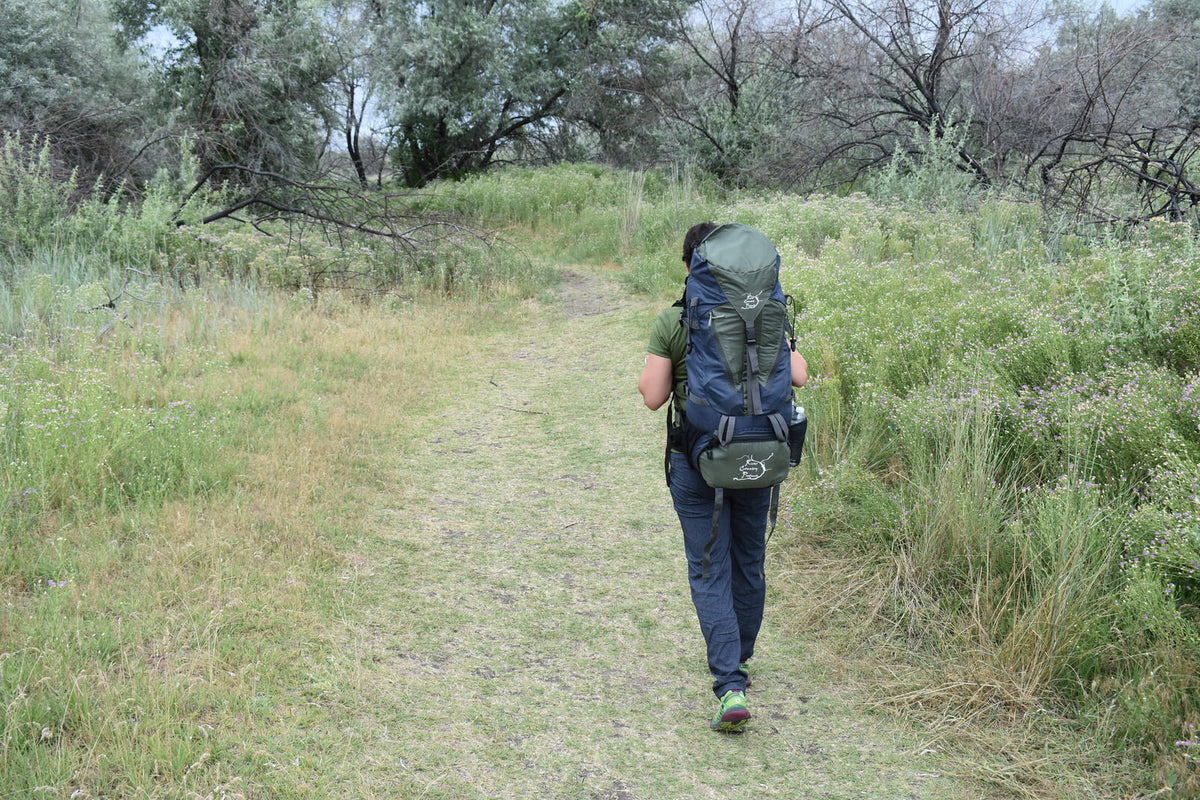 River Country Gear 65L Backpacking Pack – 4 lbs 2 oz, Torso-Adjustable 16–21.5”, Rainfly Included