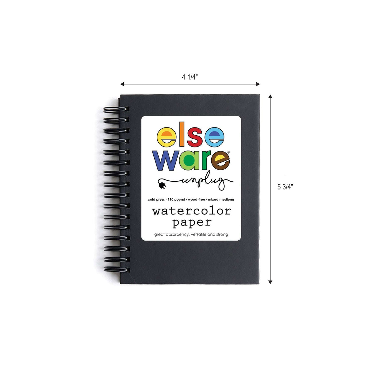 Spiral-bound watercolor paper pad with black cover and elseware logo