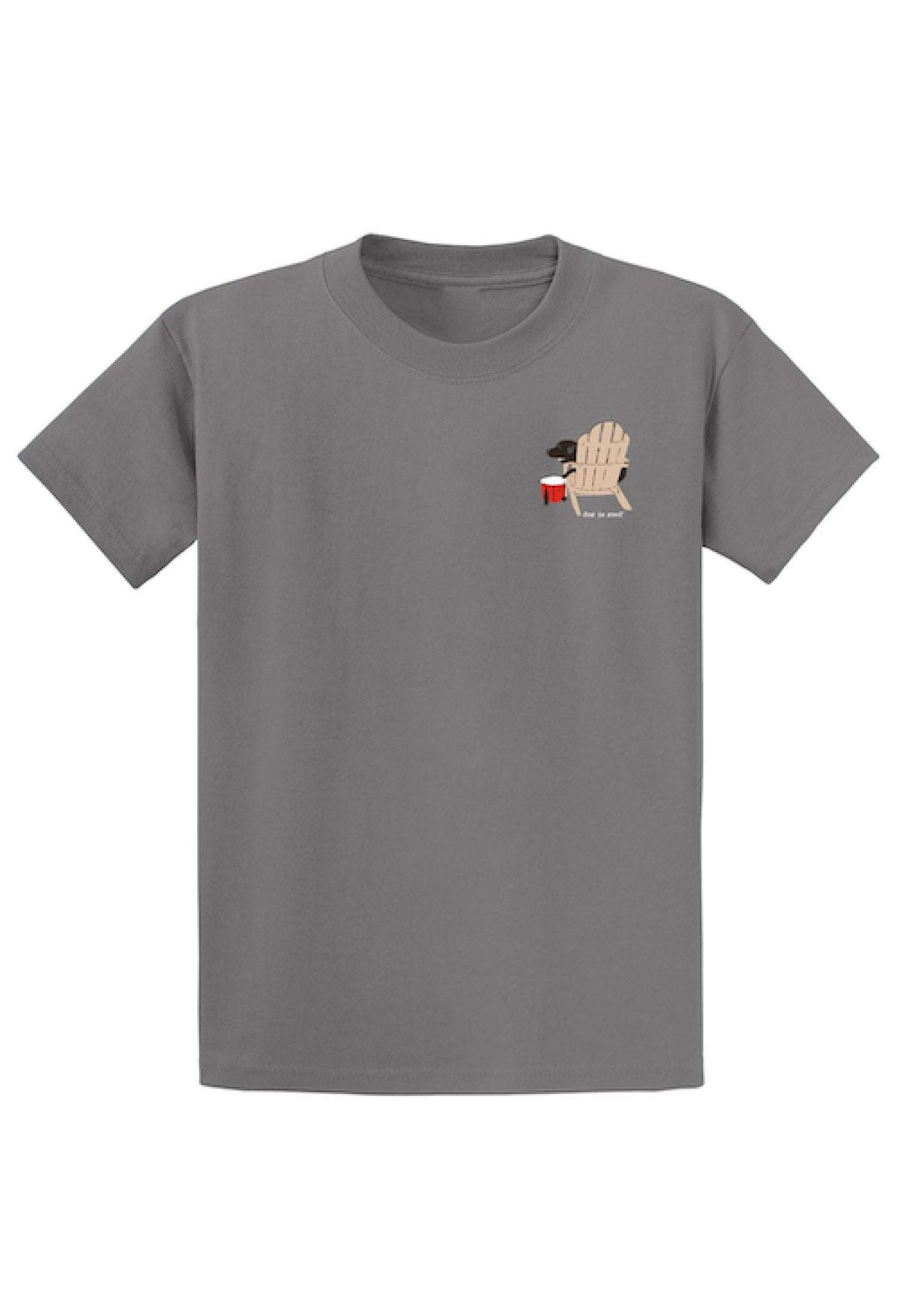 Grey unisex T-shirt with small front dog graphic