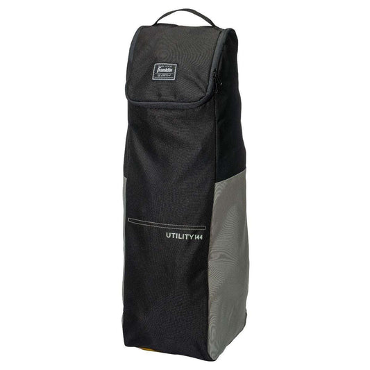 Dark gray utility baseball bag with top carry handle and front flap logo patch