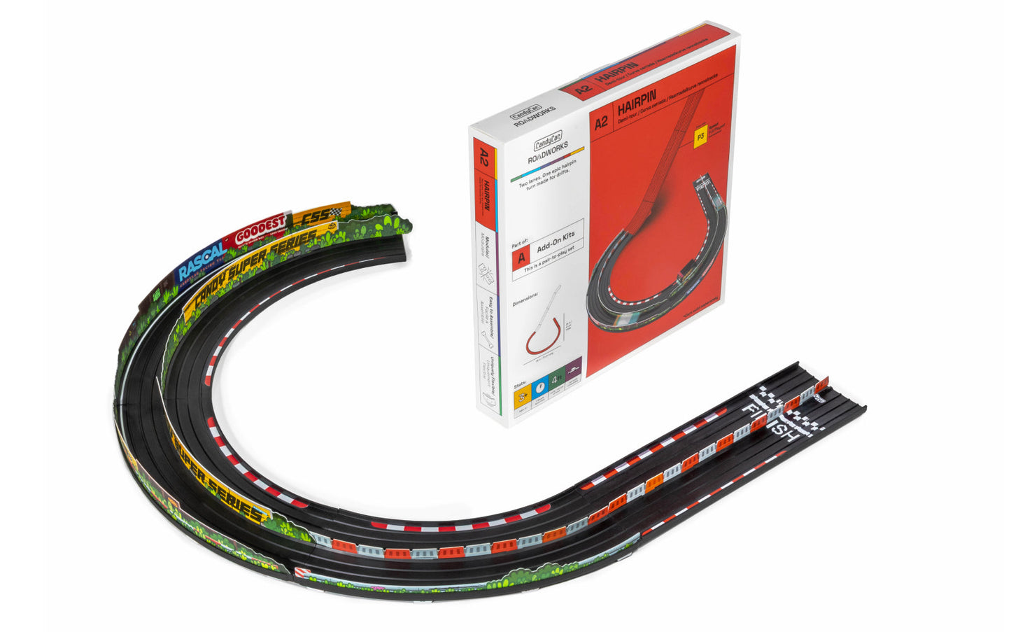 Add-On Kit: Hairpin | Candylab ROADWORKS Track | Tight Hairpin Turn for Epic Drifts | Ages 3+ | Compatible with 1:64 Diecast - Niksstuff