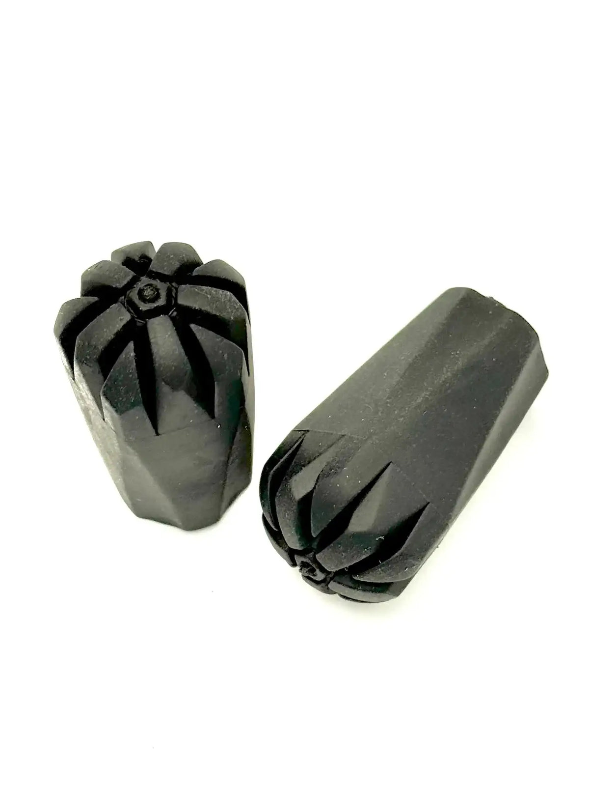 Trekking pole rubber replacement tips, two dark olive and gray treads
