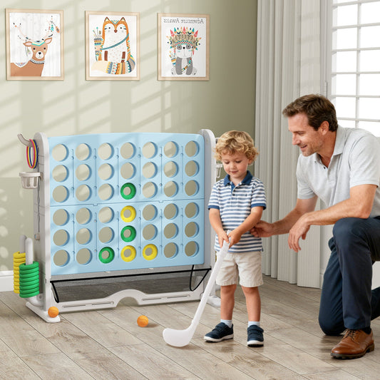 Jumbo 4-in-1 Game Set | Connect 4, Ring Toss, Basketball & Mini Golf - Niksstuff