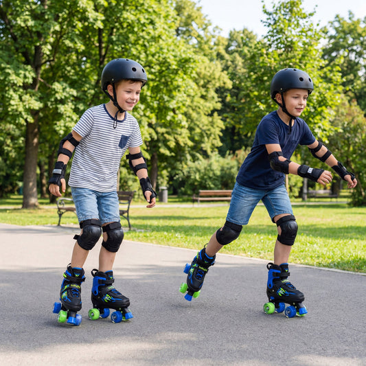 Kids Adjustable Quad Roller Skates with Light-Up Wheels | Boys & Girls - Niksstuff