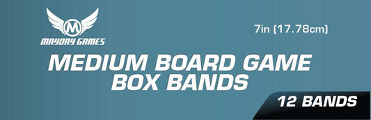Mayday Games medium board game box bands package, 7 in size, 12 bands