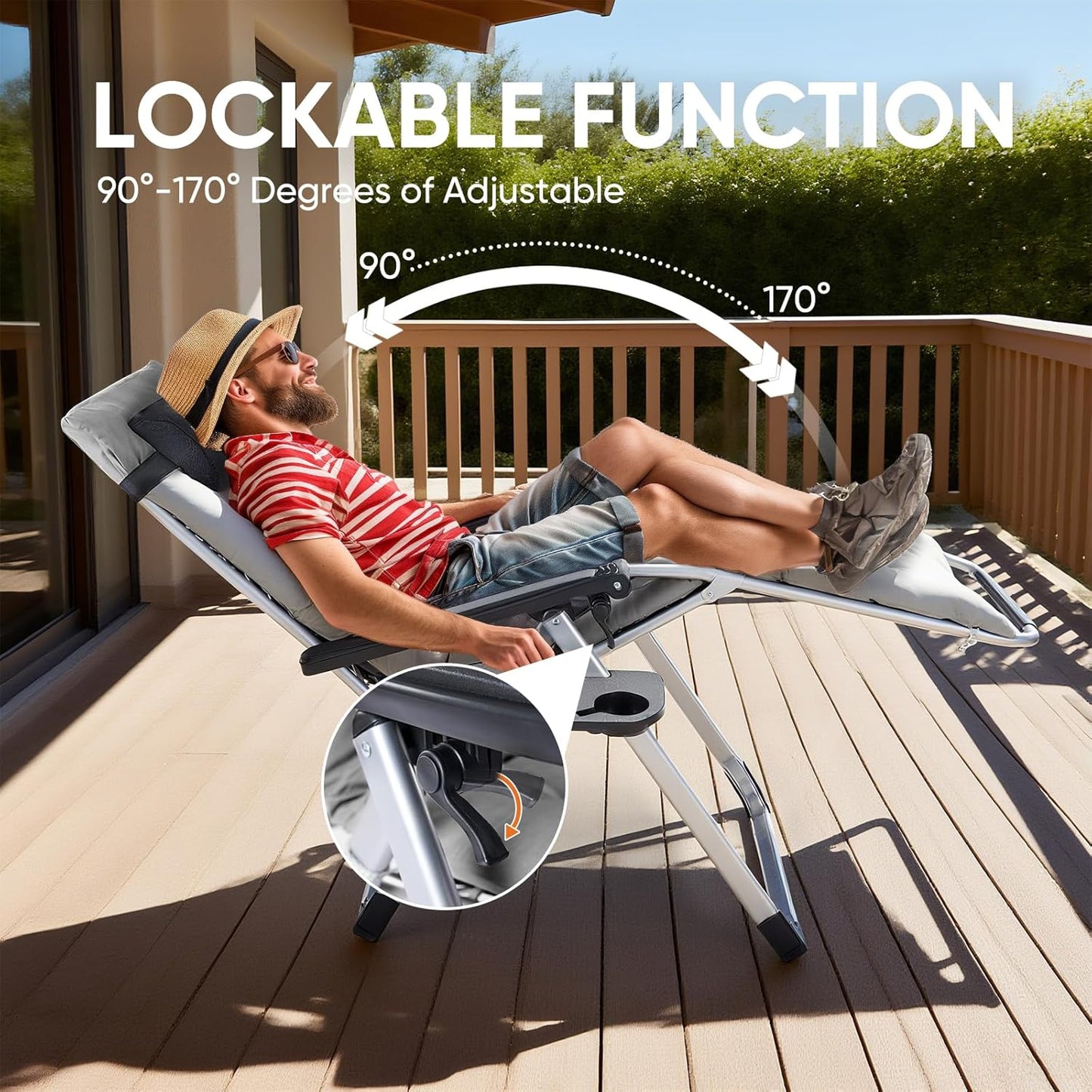 Zero Gravity Recliner Chair | Foldable Patio Lounge with Cup Holder & Cushion
