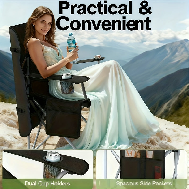 Portable Folding Camping Chair with Sun Canopy