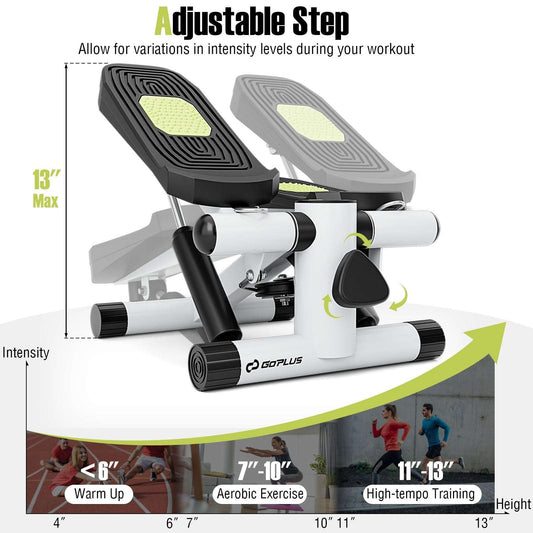 White mini hydraulic stepper with LCD display and adjustable height step post