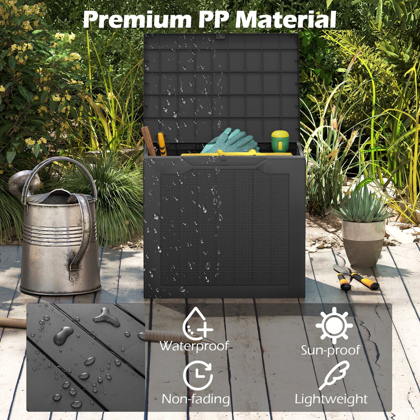 25 Gallon Outdoor Deck Box with Lockable Lid & Wicker Texture