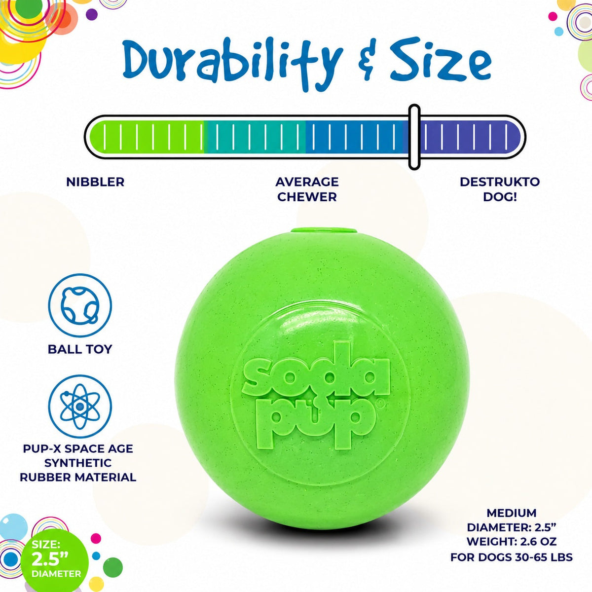 SodaPup Green Glitter Ball 2-Pack - Floating Treat Dispensing Toy