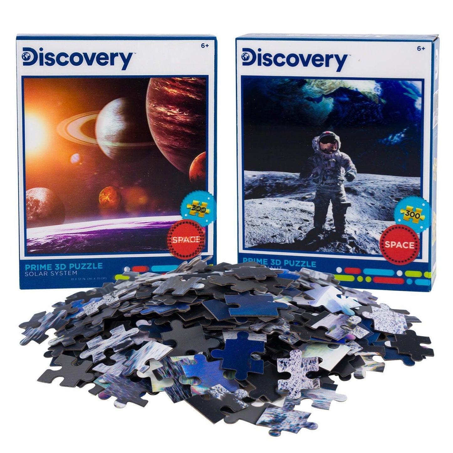 Solar System & Astronaut 3D Lenticular Jigsaw Puzzle Set | 2 x 300 Pieces | 18"x12" | Ages 6+ - Niksstuff