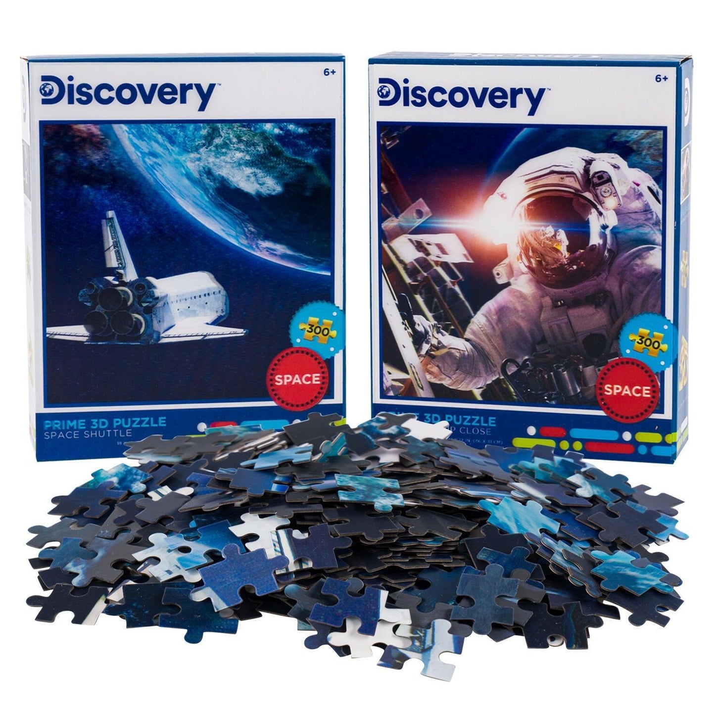 Space Shuttle & Astronaut 3D Lenticular Jigsaw Puzzle Set | 2 x 300 Pieces | 18"x12" | Ages 6+ - Niksstuff