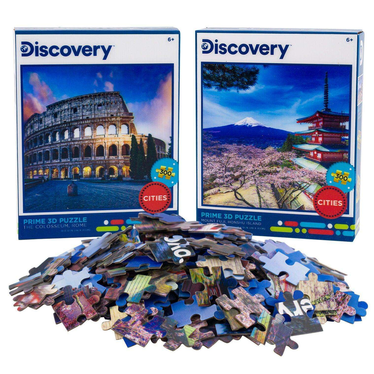3D lenticular jigsaw puzzle set with 2 picture boxes and 300-piece puzzle pieces