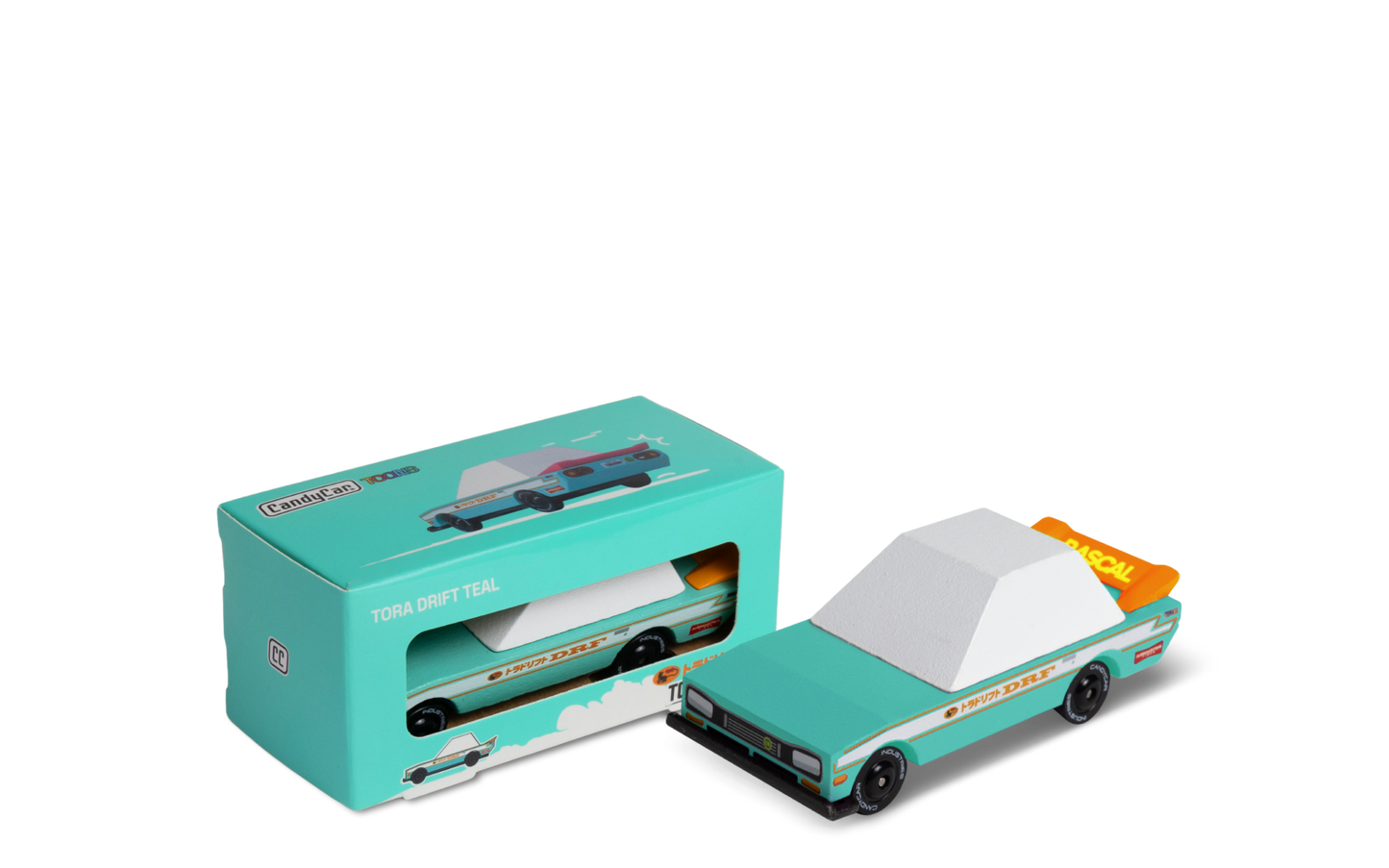 Tora Drift Teal | Candylab CANDYCAR TOONS Toy Car | Wooden & Diecast | Ages 3+ | Collectible - Niksstuff