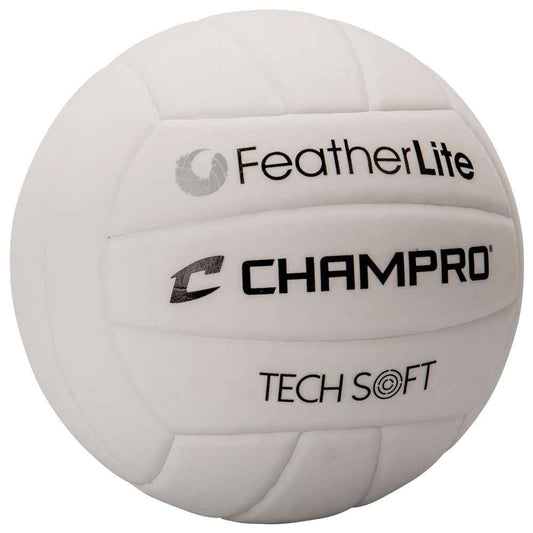 White FeatherLite CHAMPRO Tech Soft training volleyball with stitched panels
