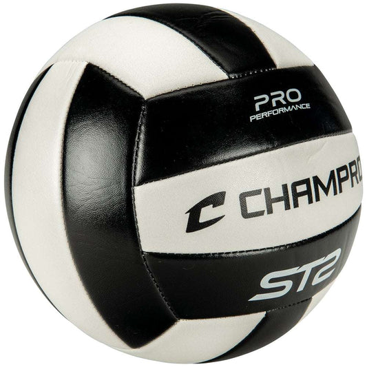 Champro ST2 beach volleyball, black and white with side view of CHAMPRO text and ST2