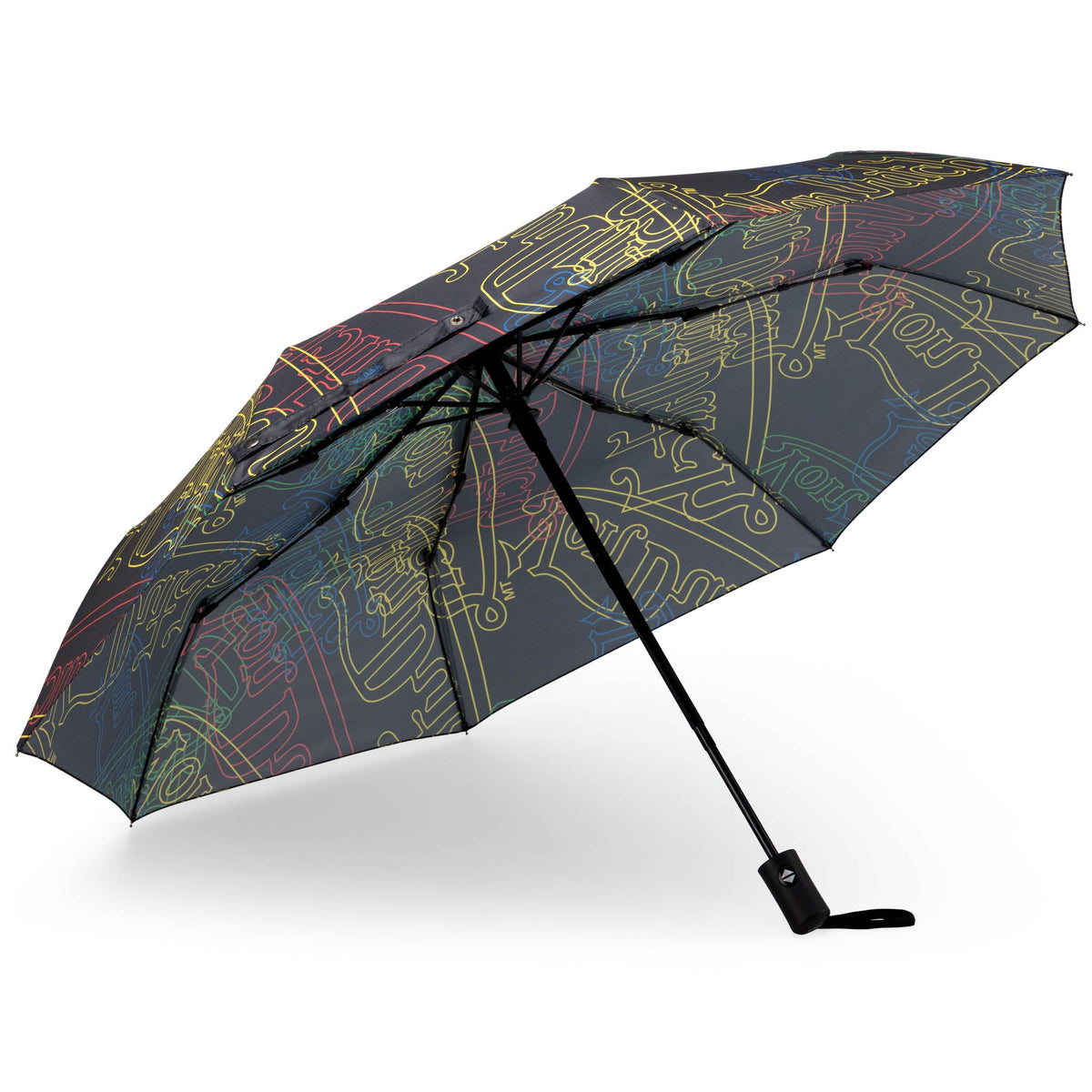 Von Dutch Automatic Compact Umbrella with Protective Sleeve – Neon Logo
